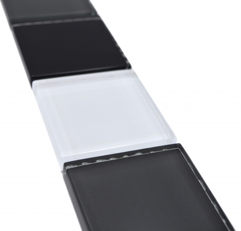 Glass mosaic mosaic tiles glass border black gray white glossy wall kitchen bathroom shower MOS92-BO19481