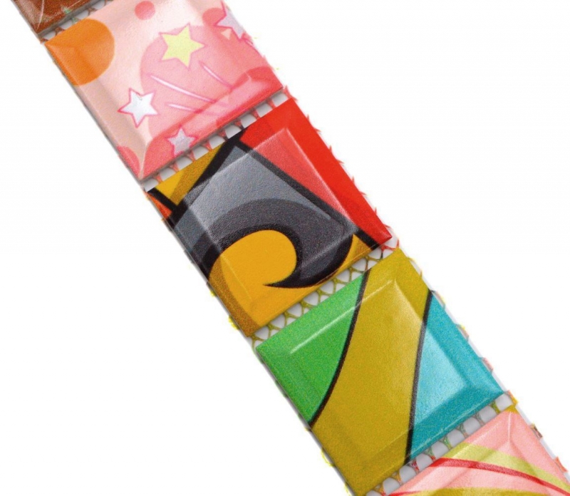 Mosaic border colorful Pop UP ART Andy Warhole style retro motif ceramic MOS14BOR-1605