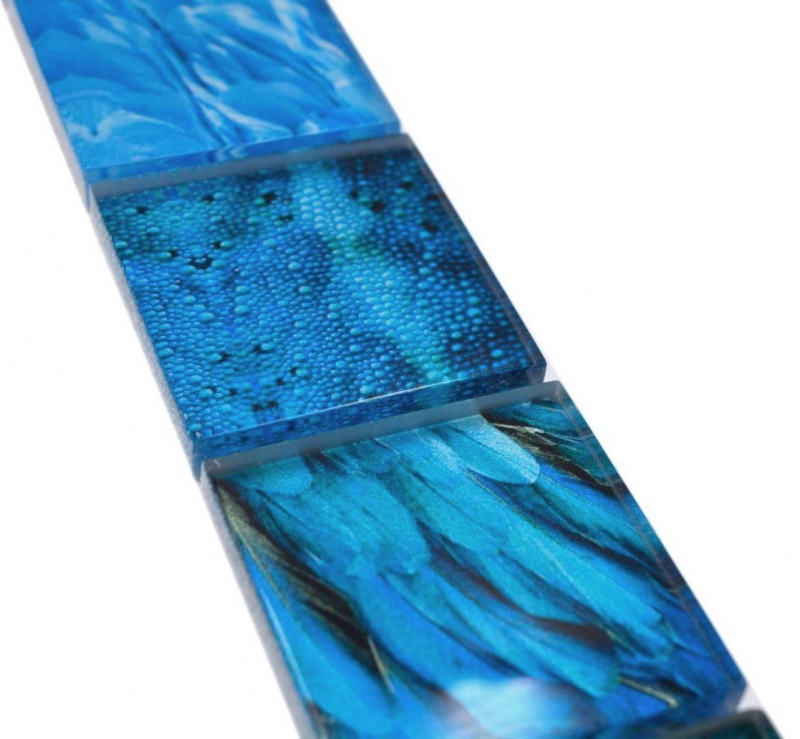 Mosaic Border Glass mosaic Animal world BIRD Light blue Dark blue MOS78BOR-W78