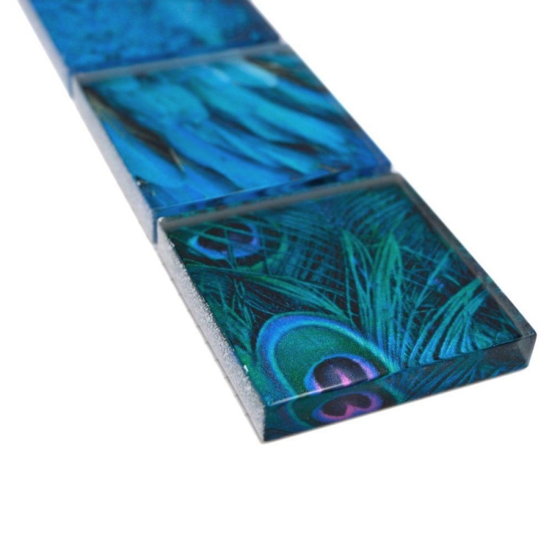Mosaic Border Glass mosaic Animal world BIRD Light blue Dark blue MOS78BOR-W78