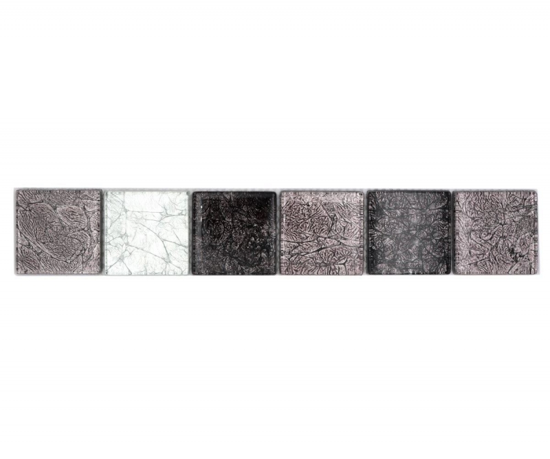 Mosaic border Glass mosaic Mosaic tile Silver Black structure MOS126BOR-1784