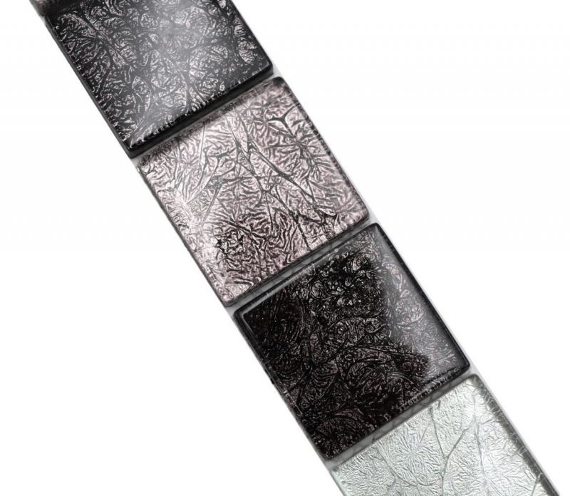 Mosaic border Glass mosaic Mosaic tile Silver Black structure MOS126BOR-1784