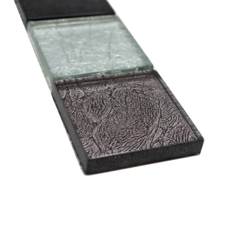 Mosaic border Glass mosaic Mosaic tile Silver Black structure MOS126BOR-1784