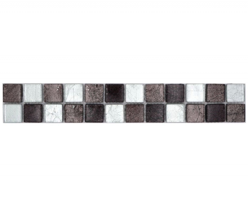 Mosaic border Border glass mosaic mosaic tile silver black structure MOS126BOR-1783