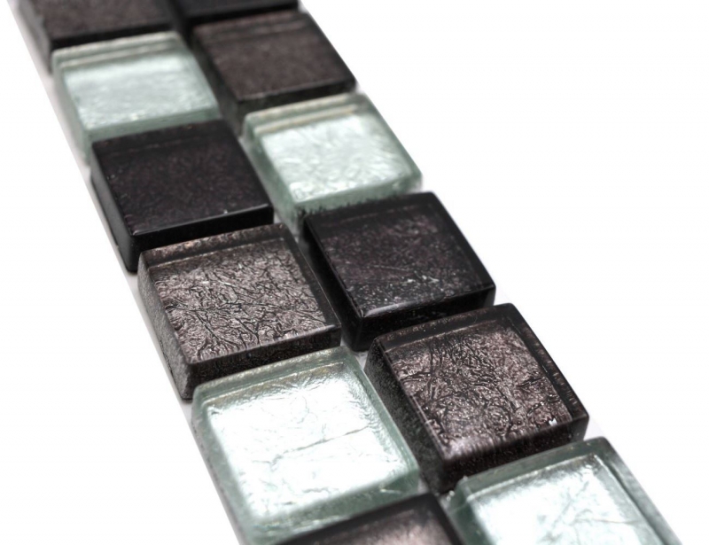 Mosaic border Border glass mosaic mosaic tile silver black structure MOS126BOR-1783