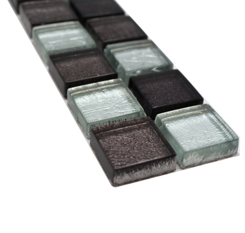 Mosaic border Border glass mosaic mosaic tile silver black structure MOS126BOR-1783