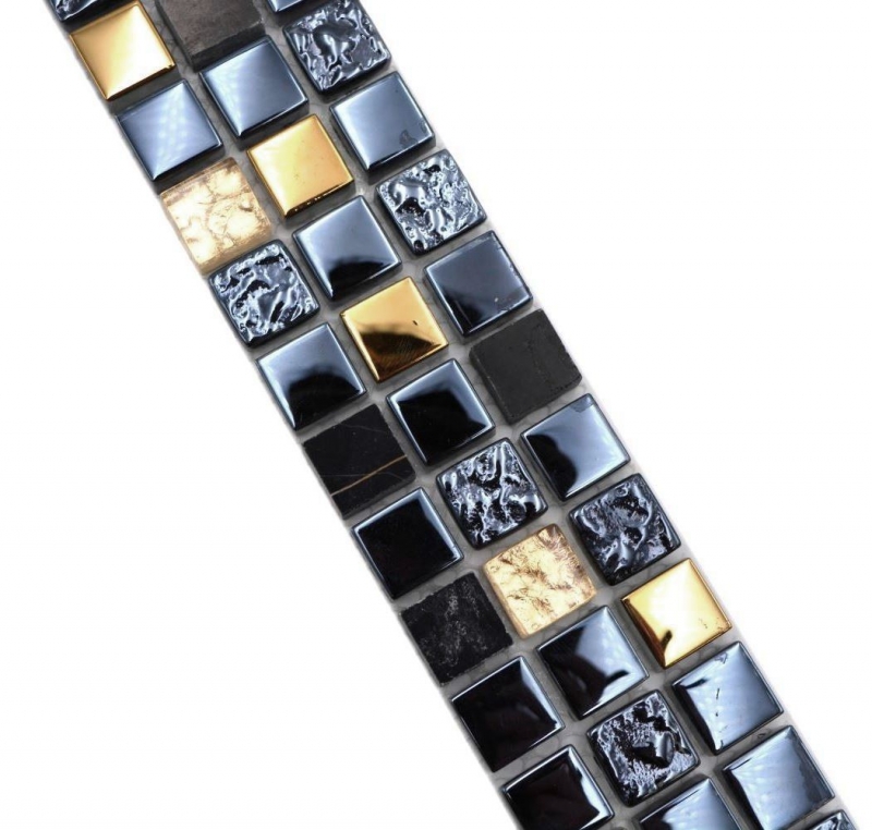 Mosaic border Border glass mosaic natural stone black gold coated MOS92BOR-650