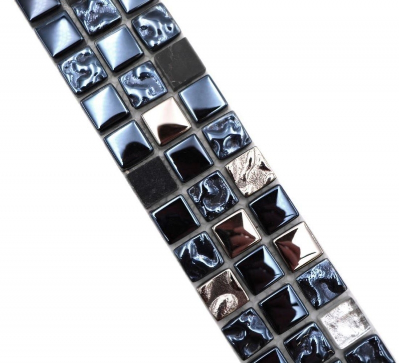 Mosaic border Border glass mosaic natural stone black silver coated MOS92BOR-660