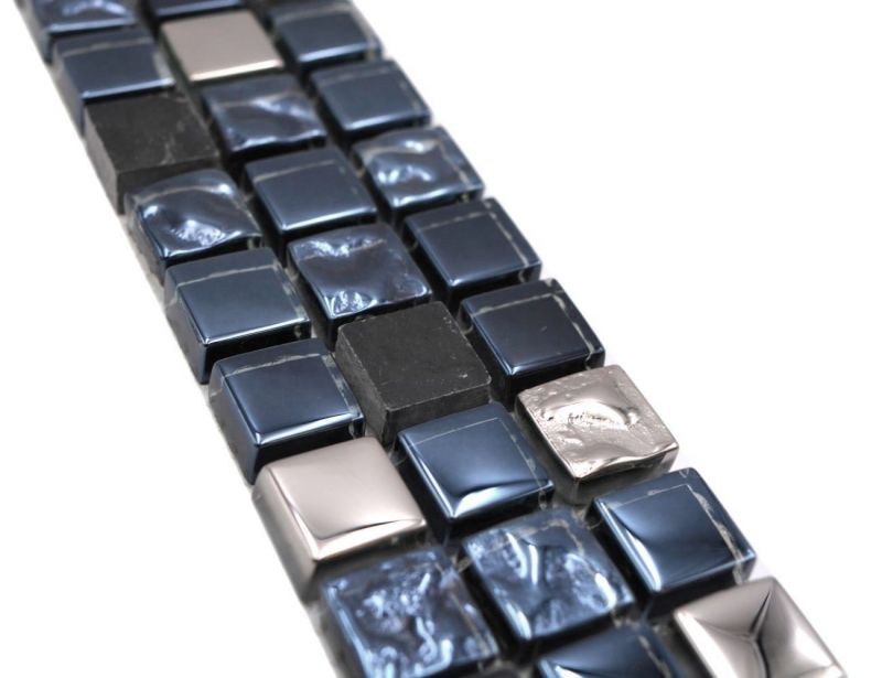Mosaic border Border glass mosaic natural stone black silver coated MOS92BOR-660