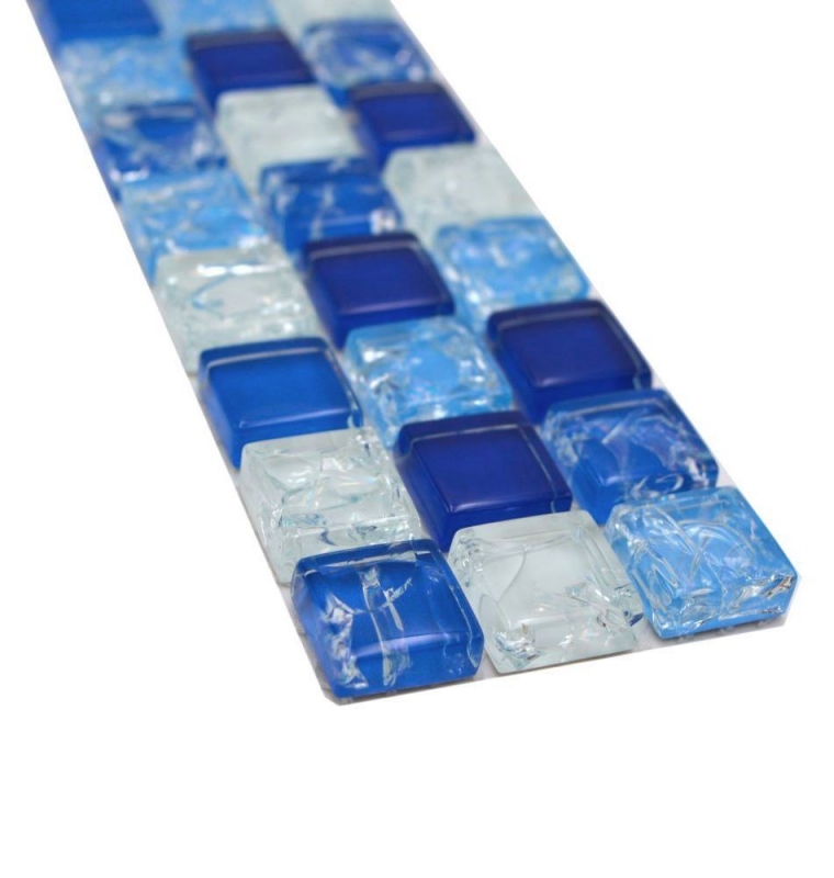Mosaic border Border glass mosaic broken mix white blue MOS92BOR-0104