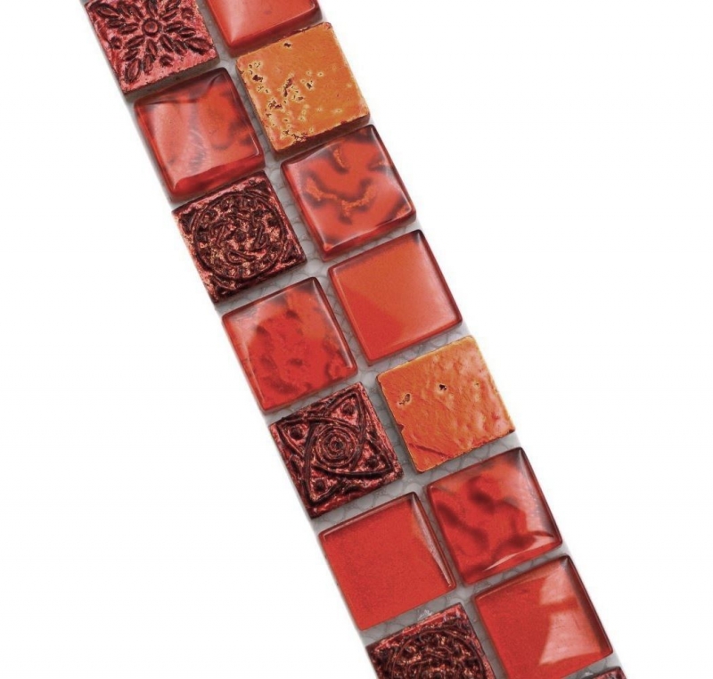 Mosaic border Border glass mosaic resin mix red structure MOS83BOR-CB30