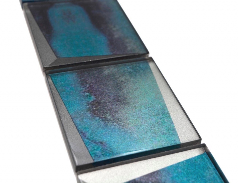 Mosaic border Glass mosaic 3D look blue MOS88BOR-XB10
