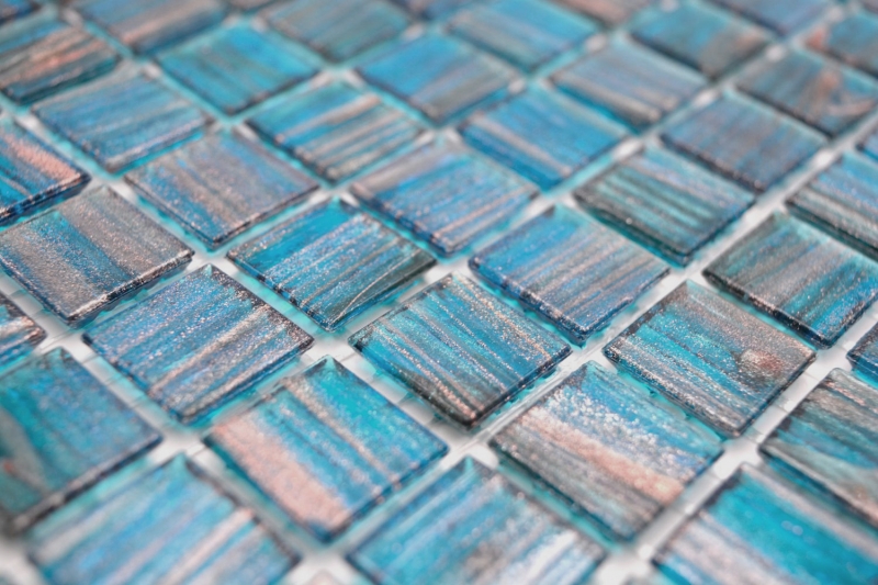 Glass mosaic mosaic tile turquoise blue pearl gentian copper iridescent MOS230-G62