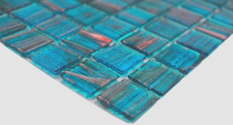 Glass mosaic mosaic tile turquoise blue pearl gentian copper iridescent MOS230-G62