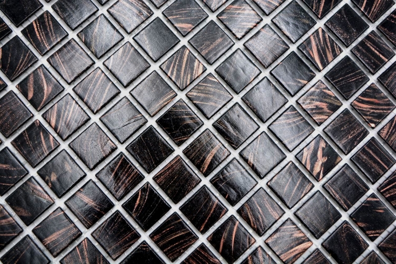 Glass mosaic mosaic tile Black copper iridescent shimmering MOS230-G49
