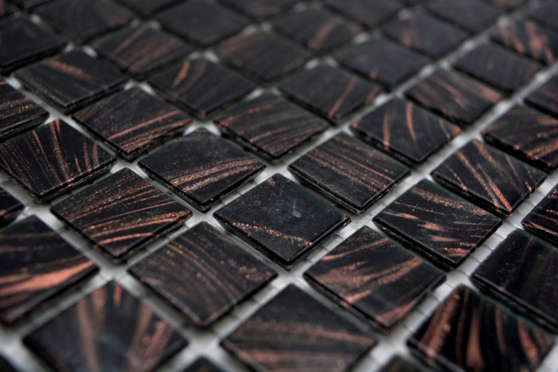 Glass mosaic mosaic tile Black copper iridescent shimmering MOS230-G49