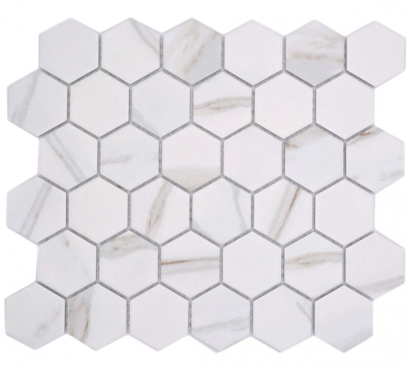 Ceramic mosaic white matt stone look mosaic tile kitchen wall tile backsplash bathroom shower wall MOS11G-0112_f