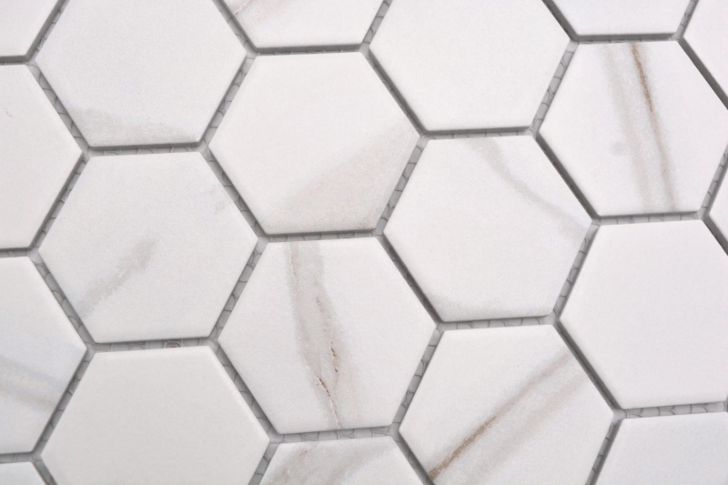 Ceramic mosaic white matt stone look mosaic tile kitchen wall tile backsplash bathroom shower wall MOS11G-0112_f