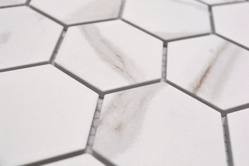 Ceramic mosaic white matt stone look mosaic tile kitchen wall tile backsplash bathroom shower wall MOS11G-0112_f