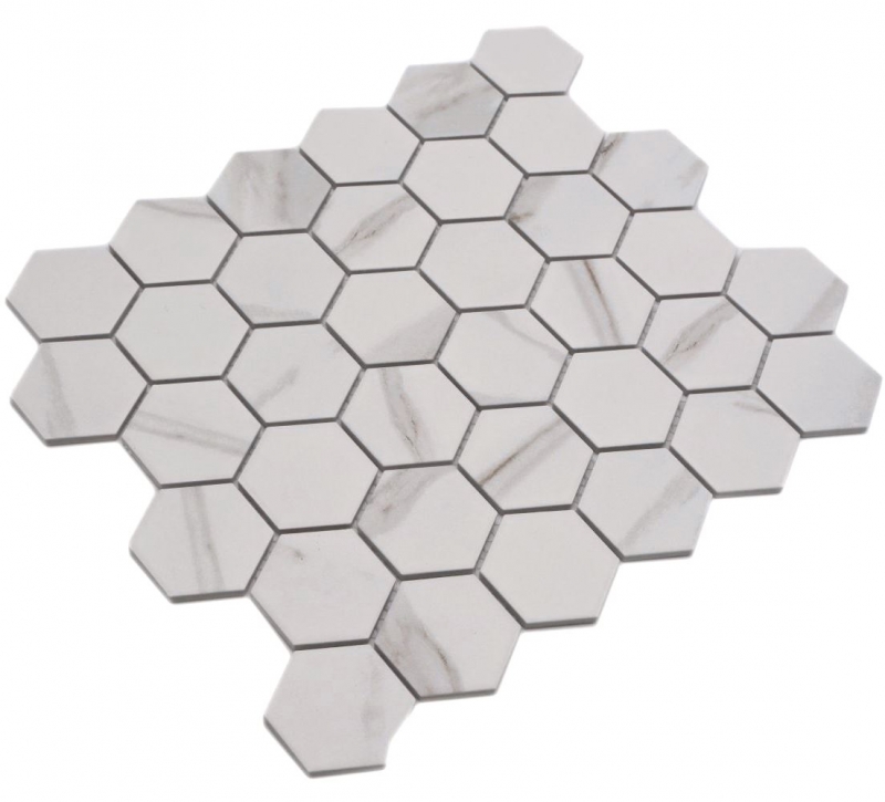 Ceramic mosaic white matt stone look mosaic tile kitchen wall tile backsplash bathroom shower wall MOS11G-0112_f