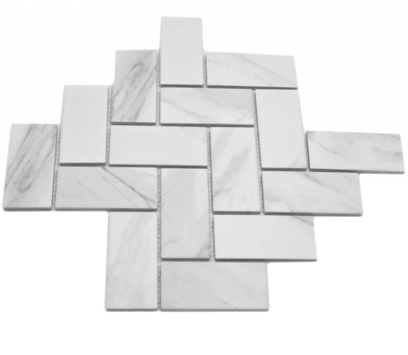 Ceramic mosaic white matt stone look mosaic tile kitchen wall tile backsplash bathroom shower wall MOS24-1102_f