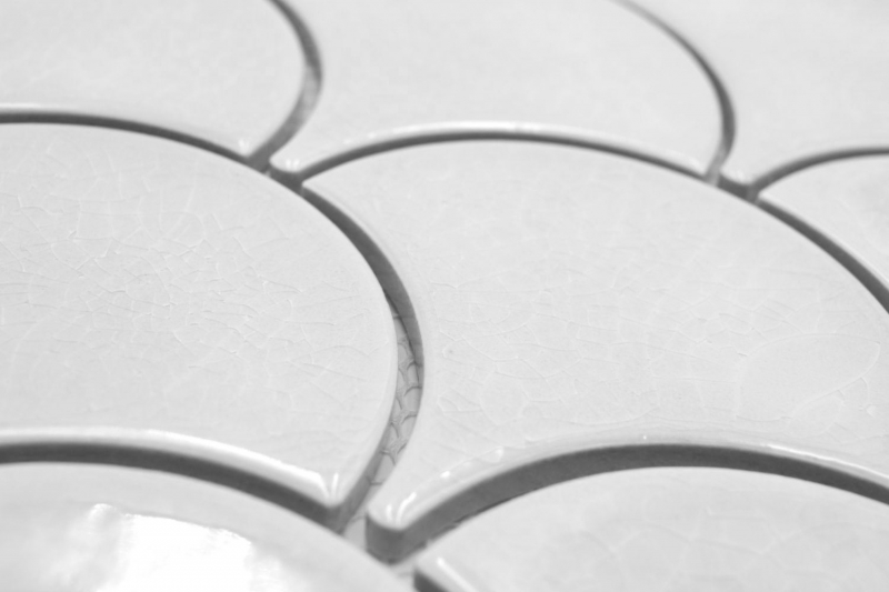 Ceramic mosaic white glossy fan-effect mosaic tile Kitchen wall tile backsplash Bathroom shower wall MOS13-FS1_f