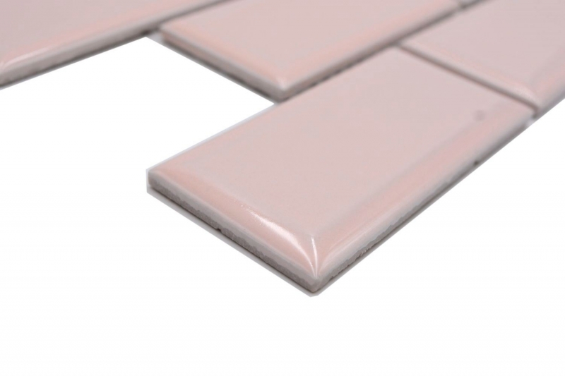 Ceramic mosaic pale pink glossy metro look mosaic tile kitchen wall backsplash bathroom shower wall MOS24-11T_f
