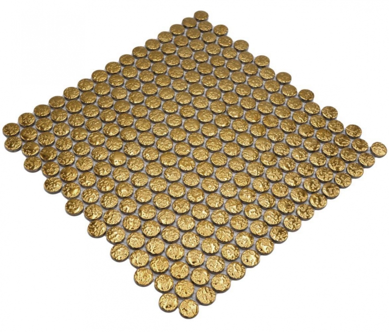 Ceramic mosaic gold glossy round look mosaic tile kitchen wall tile backsplash bathroom MOS10-0707_f