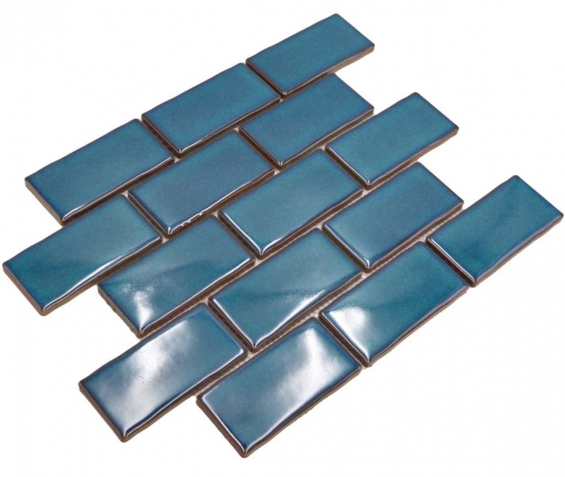 Ceramic mosaic blue glossy masonry bond look mosaic tile kitchen wall tile backsplash bathroom shower wall MOS26-612_f