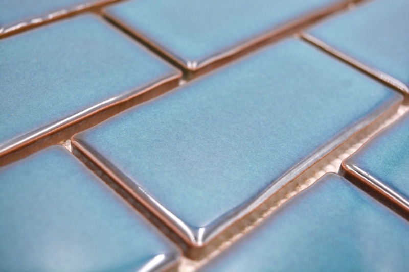 Ceramic mosaic blue glossy masonry bond look mosaic tile kitchen wall tile backsplash bathroom shower wall MOS26-612_f