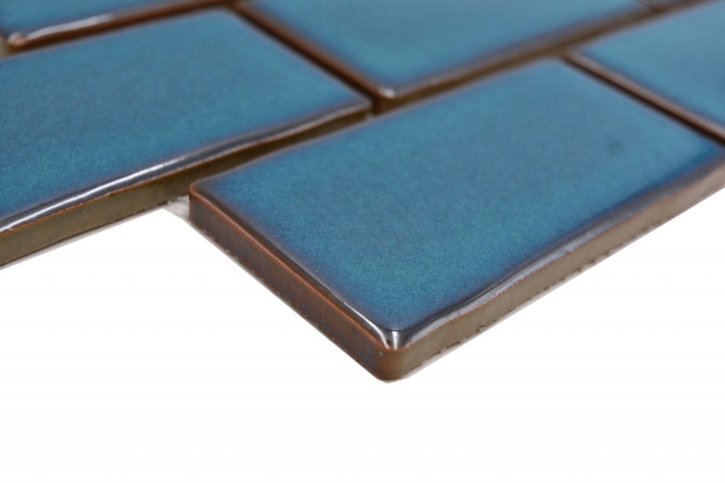 Ceramic mosaic blue glossy masonry bond look mosaic tile kitchen wall tile backsplash bathroom shower wall MOS26-612_f