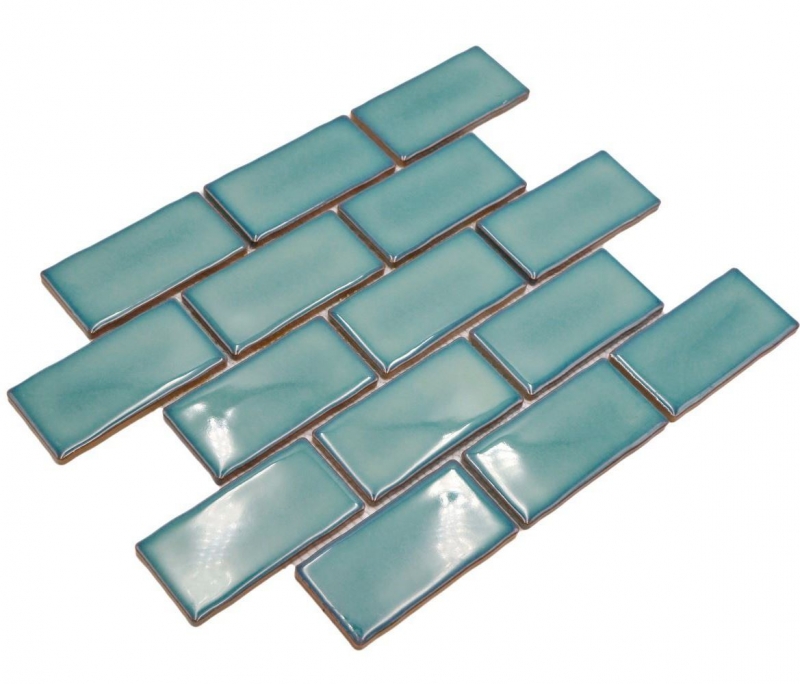 Ceramic mosaic green glossy masonry bond look mosaic tile kitchen wall tile backsplash bathroom shower wall MOS26-716_f