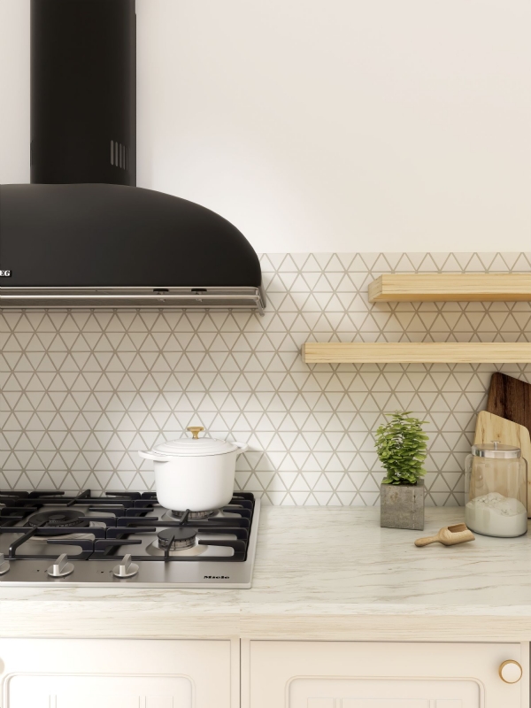 Ceramic mosaic white matt triangular look mosaic tile kitchen wall tile backsplash bathroom shower wall MOS13-t41_f