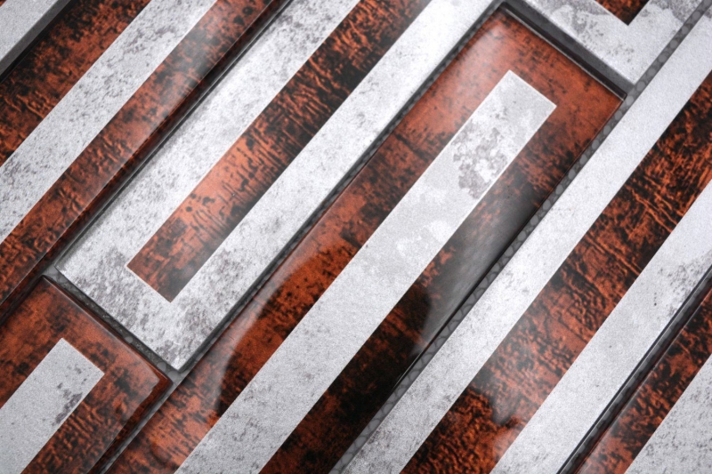 Mosaic tile glass mosaic brown glossy 2D-look mosaic tile kitchen wall tile mirror bathroom shower wall MOS88-W1_f