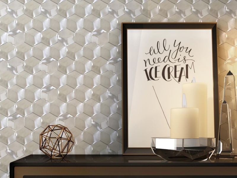 Metal mosaic Titanium glossy/matt hexagon look mosaic tile kitchen wall tile backsplash bathroom shower wall MOS128-SB_f