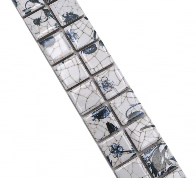 Border bordure mosaic mix white/blue glossy delft look mosaic tile kitchen wall tile mirror bathroom shower wall MOS18DBOR-1404_f