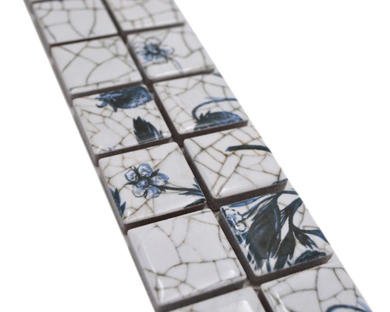 Border bordure mosaic mix white/blue glossy delft look mosaic tile kitchen wall tile mirror bathroom shower wall MOS18DBOR-1404_f