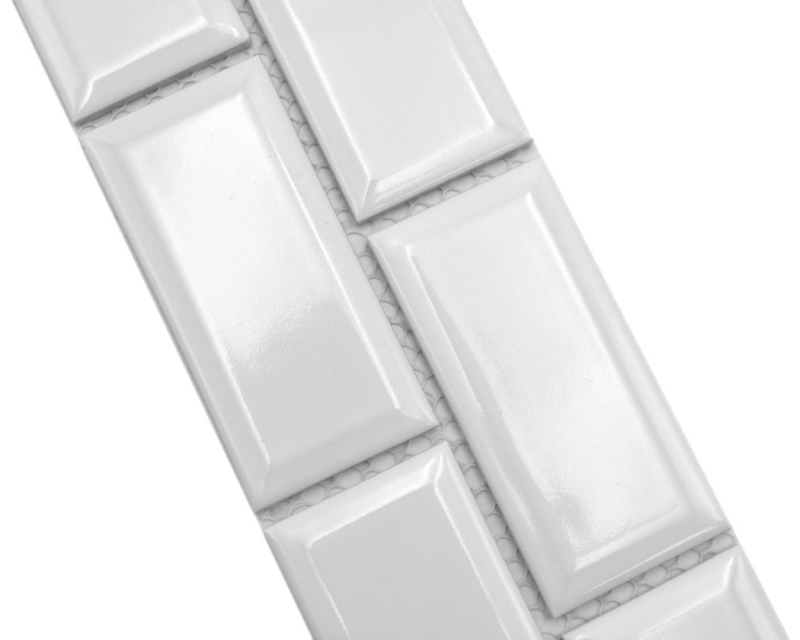 Border Border mosaic white glossy metro look mosaic tile kitchen wall tile mirror bathroom shower wall MOS26BORM-0101_f