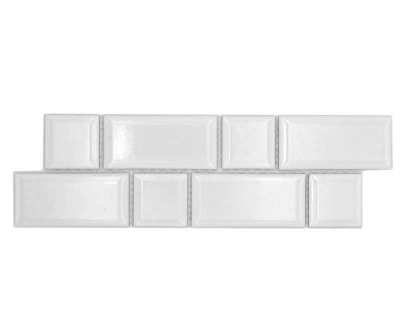 Border Border mosaic white glossy metro look mosaic tile kitchen wall tile mirror bathroom shower wall MOS26BORWM-0101_f