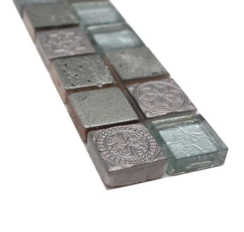 Border Border mosaic mix silver glossy retro look mosaic tile kitchen wall tile mirror bathroom MOS83BOR-CB33_f