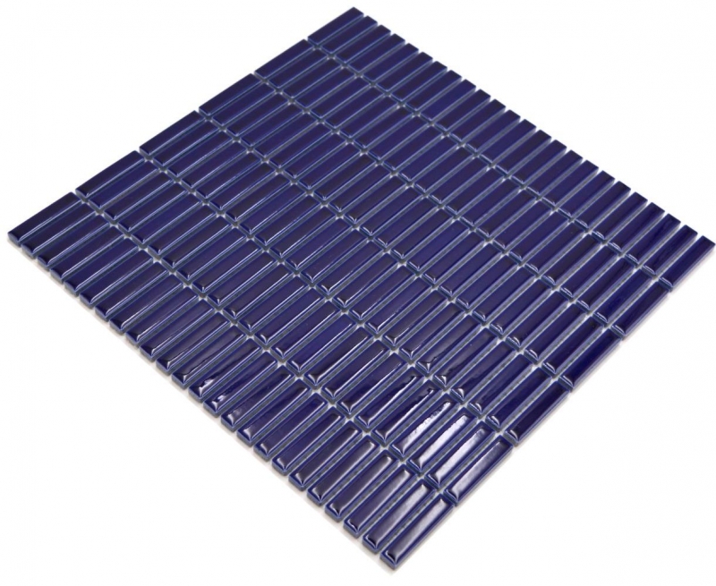 Hand-patterned ceramic mosaic rods retro vintage 50s 60s straps cobalt blue glossy MOS24-BM5_m