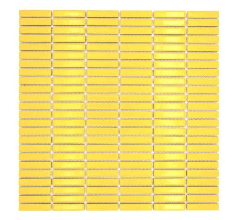 Hand-patterned ceramic mosaic rods retro vintage 50s 60s straps yellow glossy MOS24-BM6_m