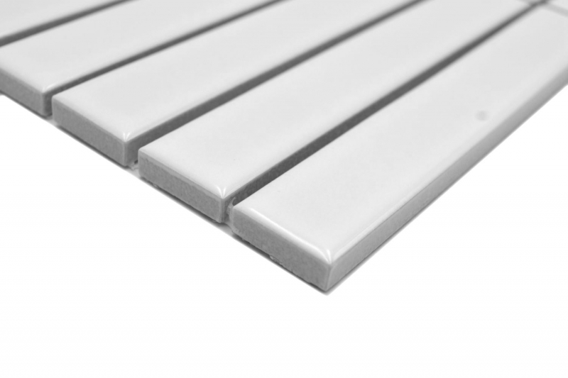 Hand-painted ceramic mosaic rods Modern Art white glossy MOS24-S10_m
