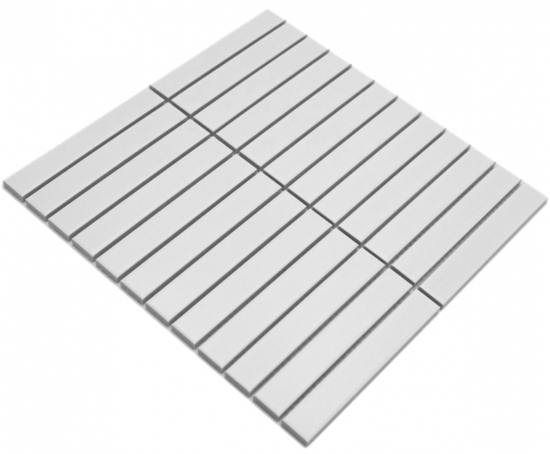 Hand-painted ceramic mosaic rods Modern Art white matt MOS24-S20_m