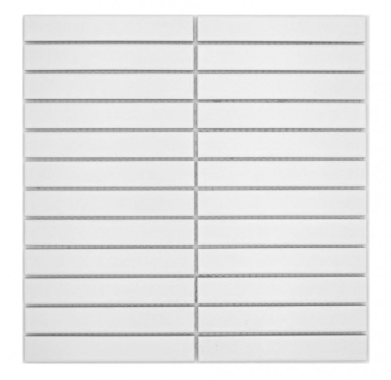 Hand-painted ceramic mosaic rods Modern Art white matt MOS24-S20_m