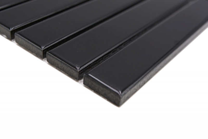 Hand-painted ceramic mosaic rods Modern Art black glossy MOS24-S50_m