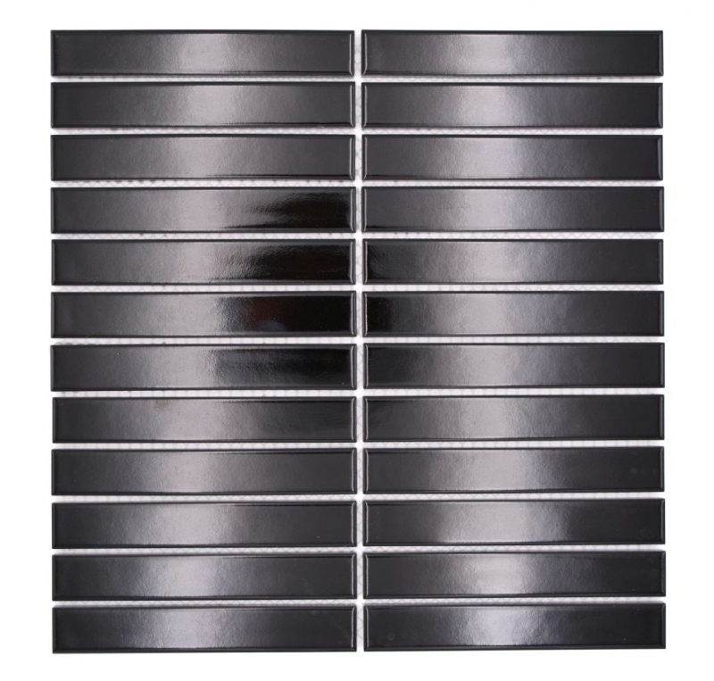 Hand-painted ceramic mosaic rods Modern Art black glossy MOS24-S50_m