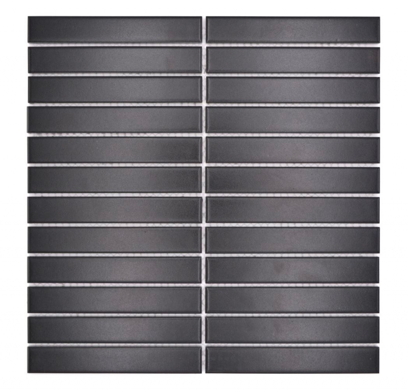 Hand-patterned ceramic mosaic rods Modern Art black matt MOS24-S60_m