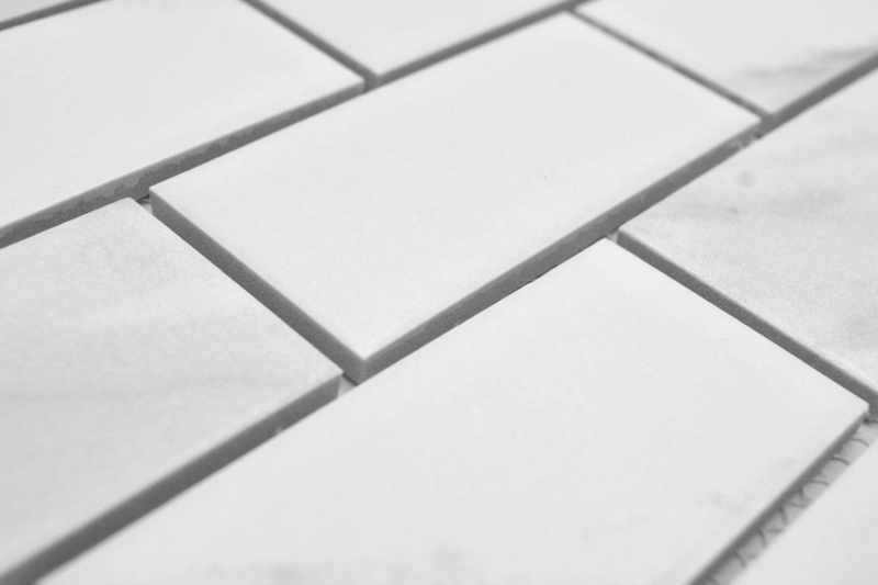 Hand-painted ceramic mosaic tile bond Cararra white gray matt MOS26M-1102_m