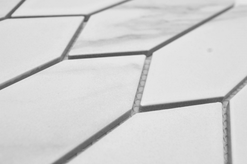 Hand-painted ceramic mosaic tile hexagon hexagon Cararra white gray matt MOS13-L1102_m